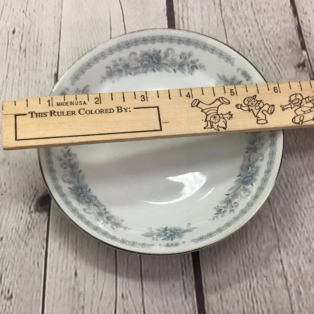 vtg Christine Blue Flowers by FINE CHINA OF JAPAN 3pc Fruit/Dessert bowl cottage
